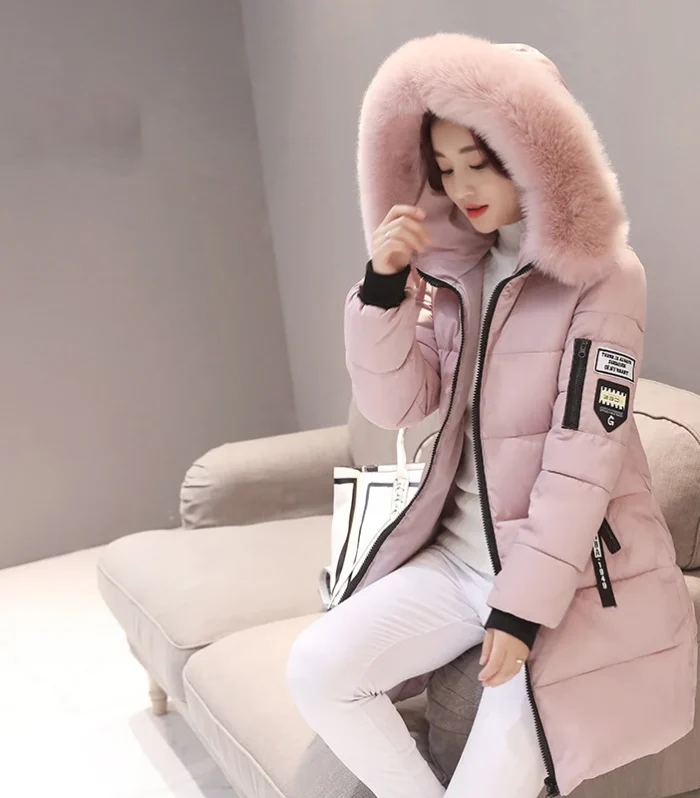 2024 Winter Women Parka Coats Long Cotton Casual Fur Hooded Jackets Thick Warm Slim-fit Jacket Female Overcoat Clothing