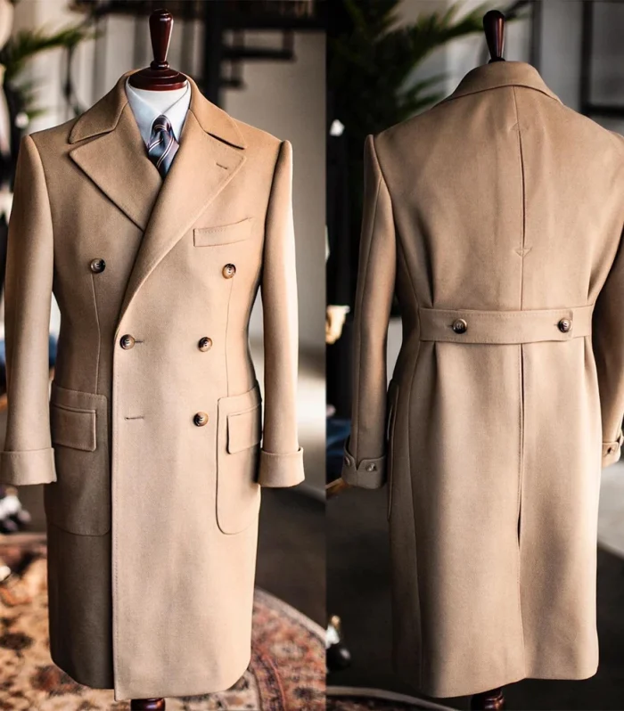 Classic England Style Woolen Overcoat Men's Thick Custom Made Double Breasted Long Length Coat Casual Winter Fashion Warm Jacket
