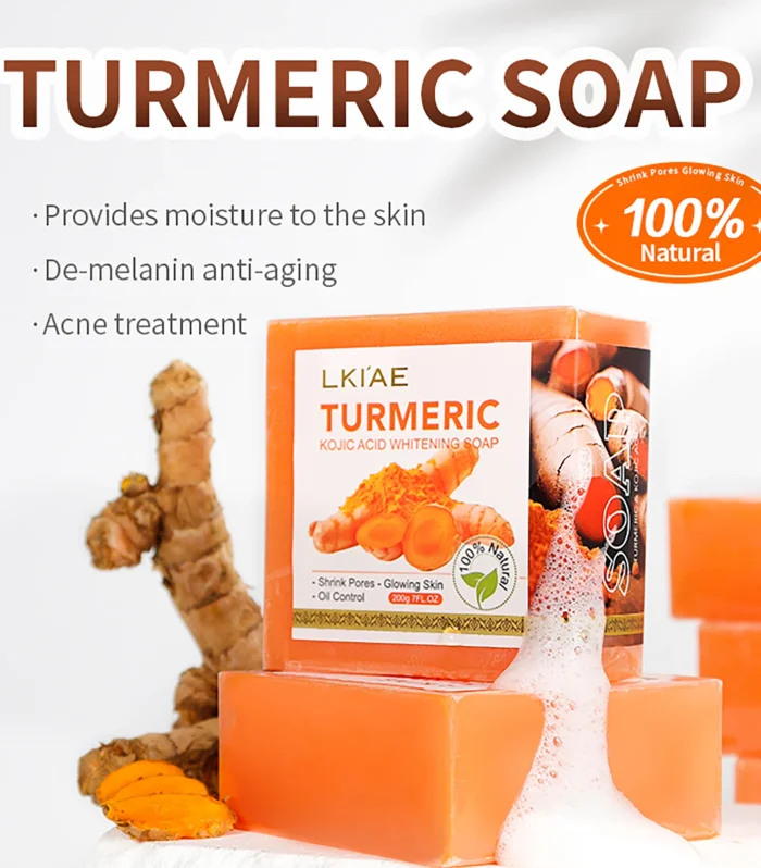 Natural Turmeric Whitening Body Wash, Deeply Clean Skin, Remove Dark Spot, Pimple, Acne, Smooth Skin, For Face & Body Soap Bar