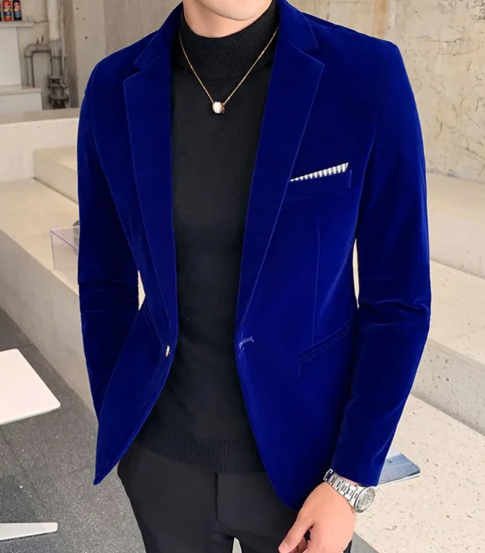 2023 Spring Velvet Wedding Dress Coat Mens Blazer Jacket Fashion Casual Suit Jacket Stage Men's Business Blazers Costume Homme