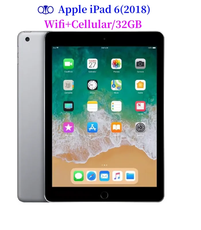 Original Unlocked Apple iPad 9.7'' 2018 iPad 6th Gen Wifi+Cellular 32GB 9.7'' A10 Fusion IPS LCD iPad iOS 11.3 95% New Tablet