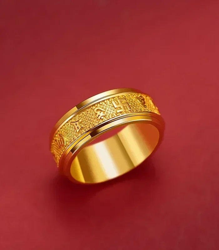 Pure gold 9999 real gold 24K gold ring women and men dragon and phoenix wedding ring
