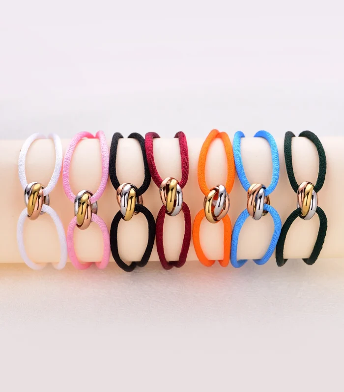 Trinity Bracelet Stainless Steel Circle Women's Bracelet Different Colors of Rope Classic Popular Tricolor GradientJewelry