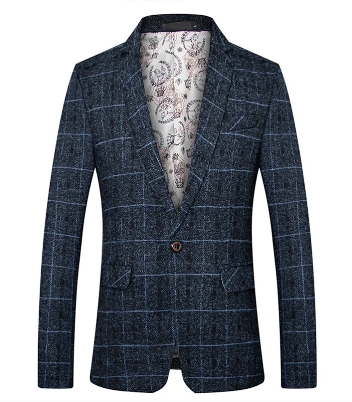 Men's Suit Coat Business Casual Small Suit Spring And Autumn New Professional Clothes Formal Men's Top Fashion Plaid Dress