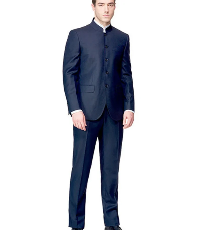 Men's 2 Pieces Wedding Suits Classic Slim Fit Suit Stand Collar Single Breasted Jacket Pants Set Formal Men Tuxedos for Party