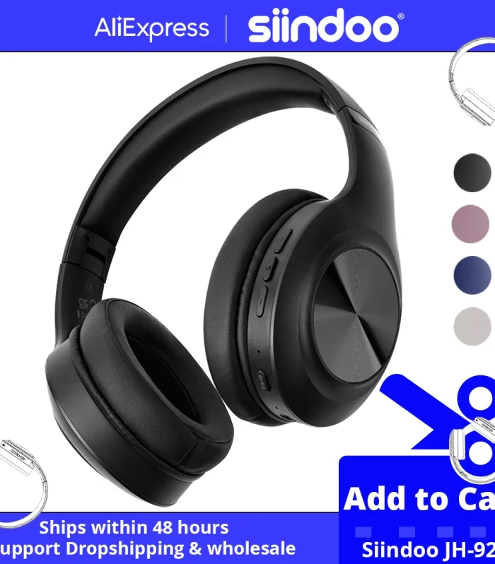 Siindoo JH-923 Wireless Headphones Over Ear,Foldable Bluetooth Headsets,3EQ Sound Modes, Hi-Res Audio with Deep Bass Microphone