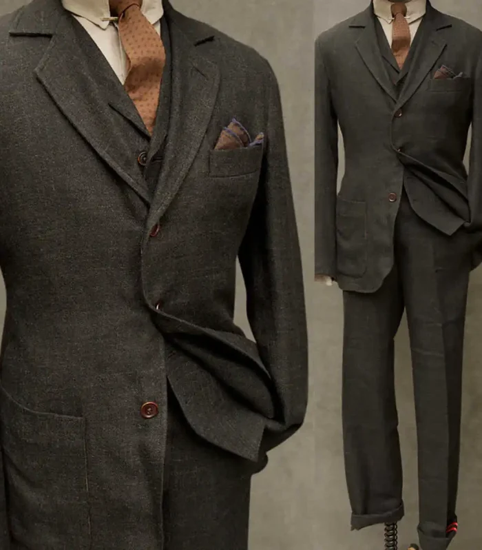 Advanced Men's Suit 3 Pieces Blazer Vest Pants Bow Collar Single Breasted Buckle Bussiness Work Wear Wedding Costume Size Color