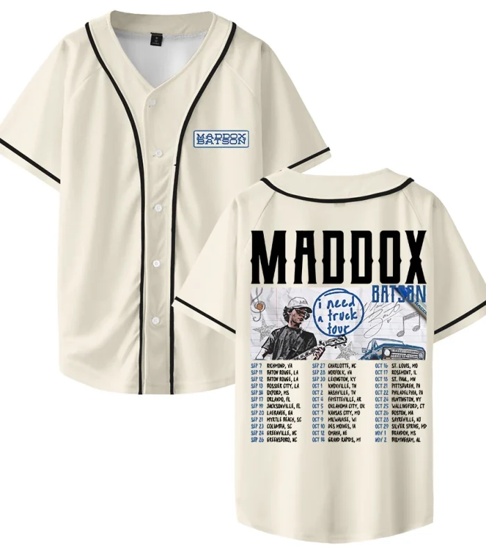 Maddox Batson I Need A Truck Tour Jersey Baseball Jacket Shirts Short Sleeve Button-up Tee Women Men Streetwear Tops