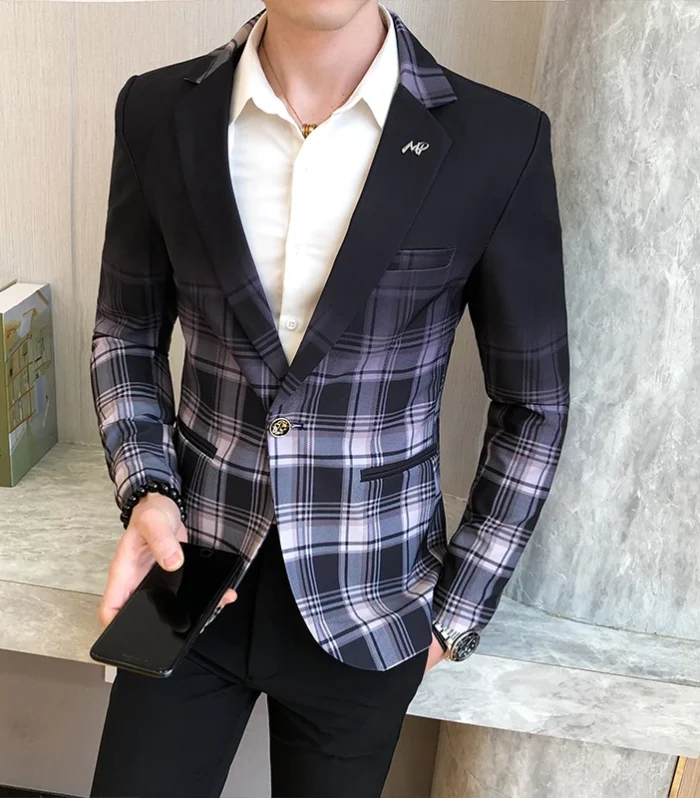 Men's Slim-fit Business Suit Jacket Autumn 2024 High-Quality Fashion Casual Handsome Korean Version Polyester