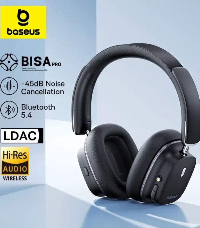 Baseus Bowie 30 Max Bluetooth Headphones 45dB Noise Cancellation Hi-res LDAC Over Ear Headset 3D Spatial Audio Wireless Earphone