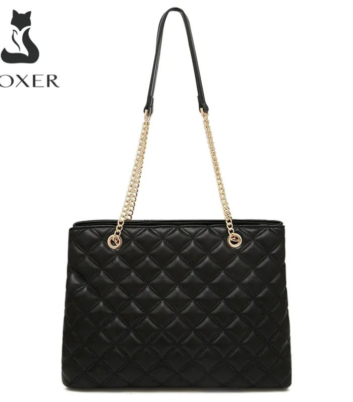FOXER Women Fashion Quilted Shoulder Bag Female Classic Underarm Bag Vintage Lady Simple Tote Bags Chrismas Gift