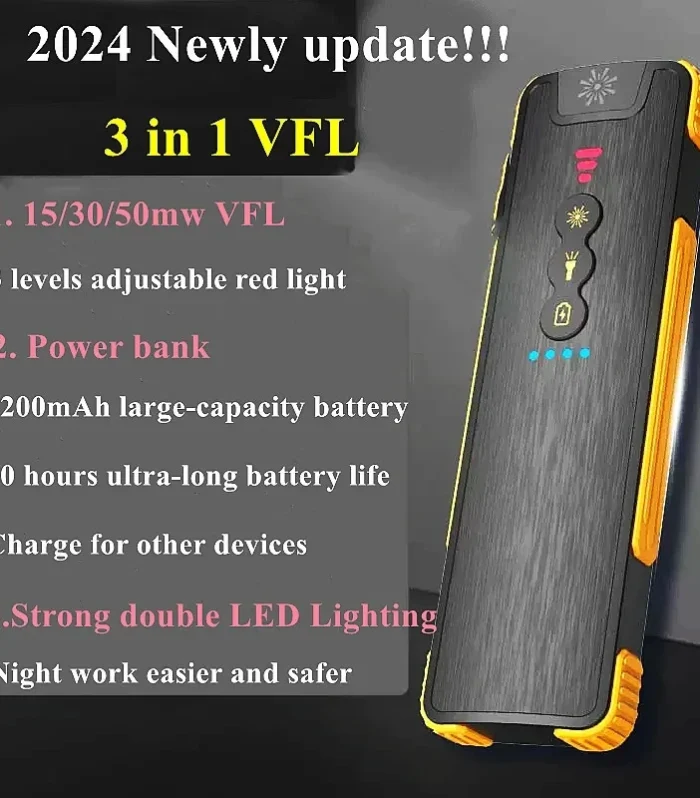 Rechargeable 3200mAh Fiber Optic Visual Fault Locator Laser Pen Power Bank - 1-50km Test Range 15/30/50mw for Cable Testing