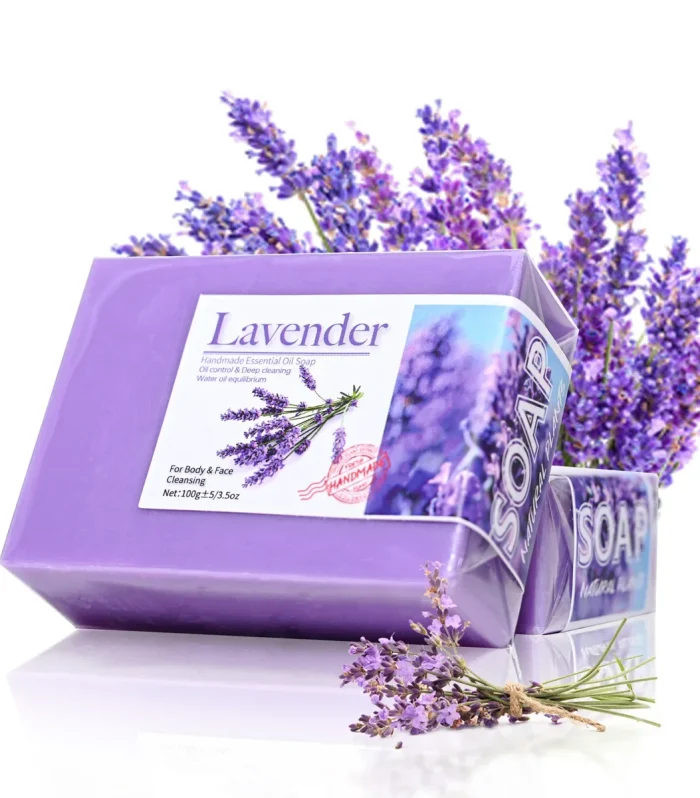 Natural Organic Lavender Essential Oil Soap Handmade Soap for Cleansing, Refreshing, Oil Control, Bath Soap