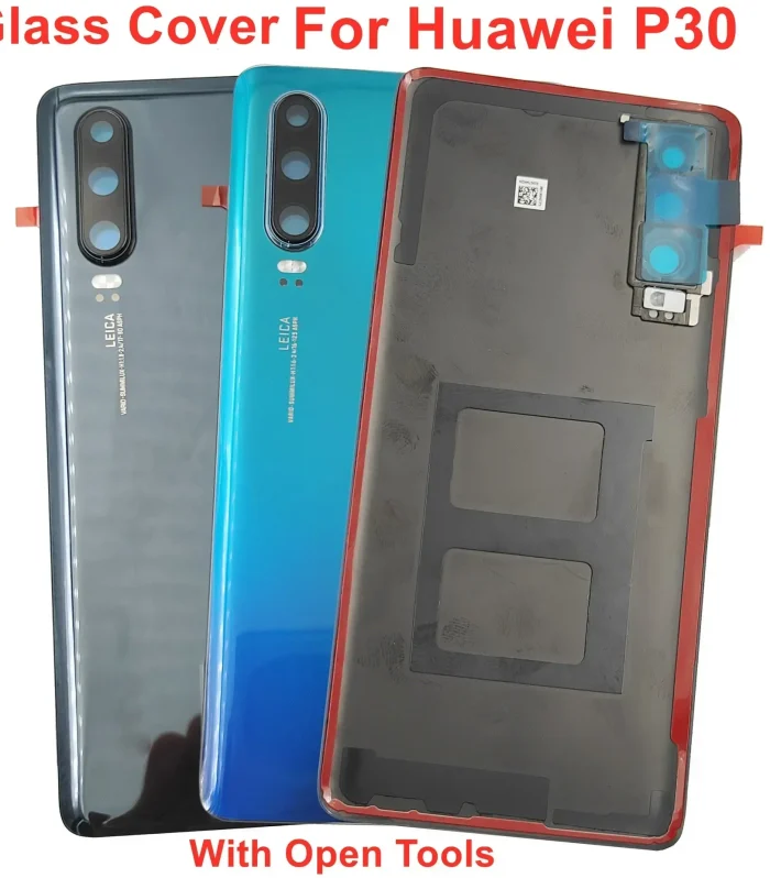 Glass Battery Cover For Huawei P30 Hard Back Lid Door Rear Housing Panel Case Shell + Camera Lens + Glue Adhesive
