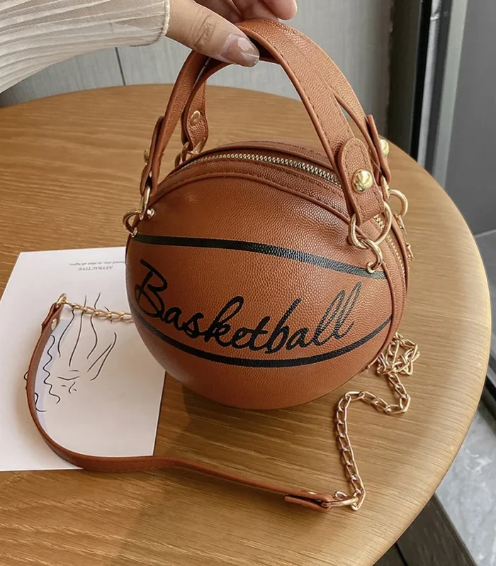 PU Basketball Women's Bag New Network Red Football Bag Personalized Fun Pink Basketball Bag Ins Versatile Chain Shoulder Bag