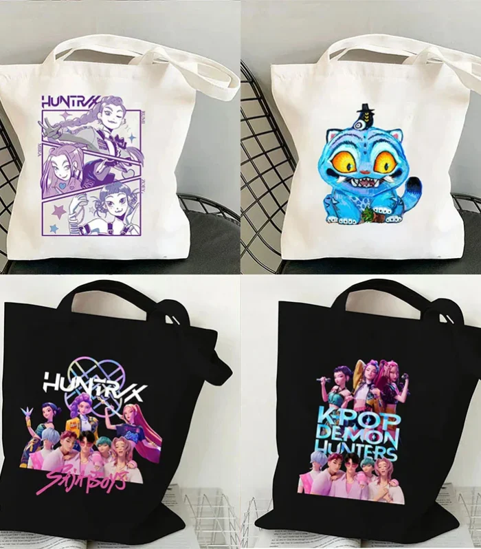 KPop Demon Hunters Cosplay Canvas Bag Shopping Handbags Y2k Shopping Tote Bag Kawaii Storage Bags Shoulder Bags for Fans Gift