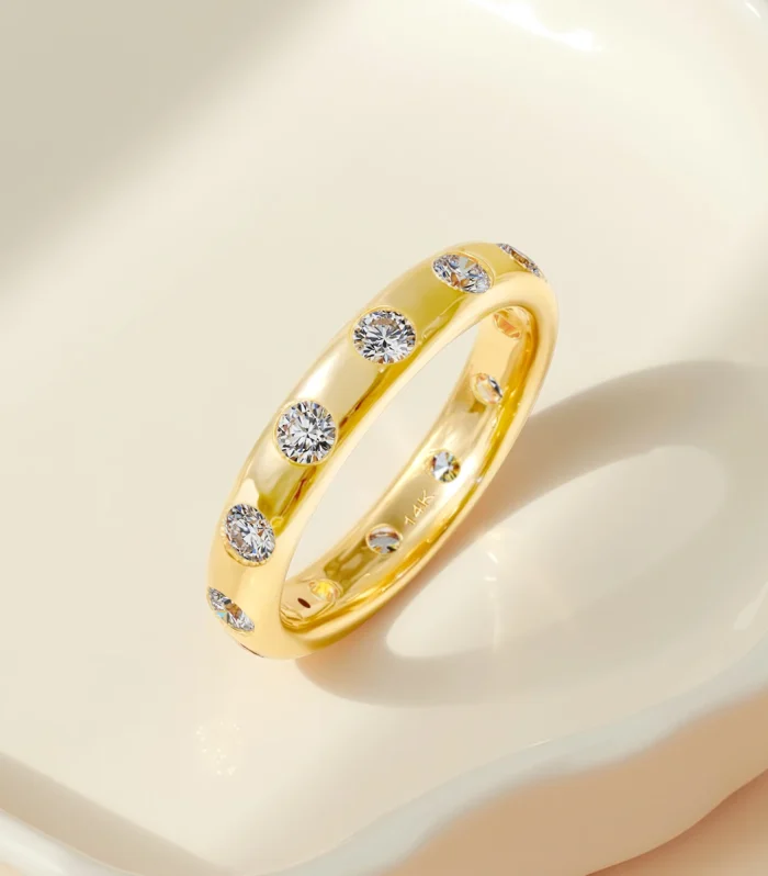 100% Real 14K Gold Wedding Ring Full Moissanite Diamond Women Jewelry Luxury Brands AU585 K Gold Engagement Gift High Quality