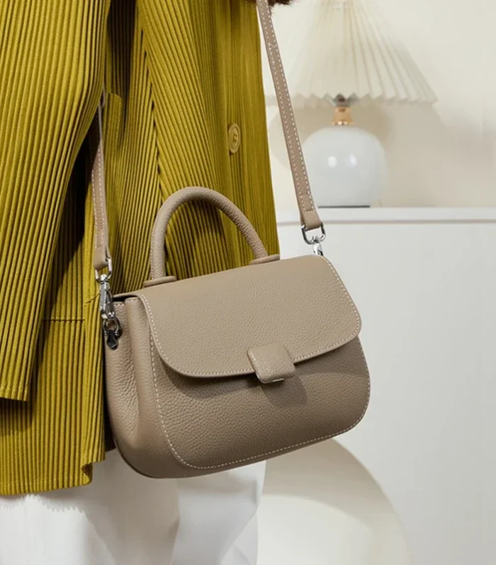 Burminsa Genuine Leather Saddle Small Shoulder Bags For Women 2025 Luxury Designer Crossbody Purses Top Handle Ladies Handbags