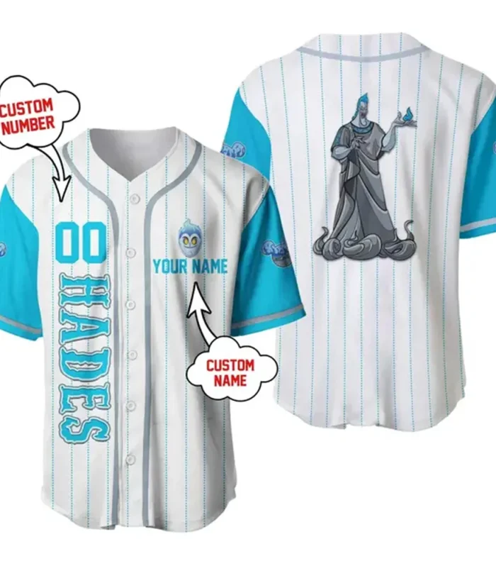 Villain Pluto Baseball Jersey Unisex Cartoon Pattern Casual Baseball Jersey Disney Customized Name Baseball Jersey Casual Sports