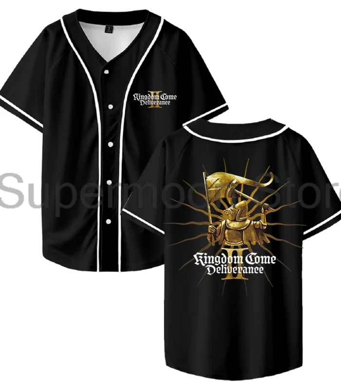Kingdom Come Deliverance II Knight Hot Game Baseball Jersey V-Neck Short Sleeve Button-up Shirts Women Men Streetwear Tee
