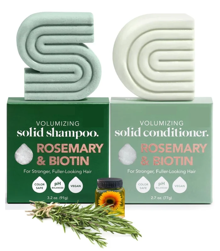 2PCS Sheeamy Rosemary & Biotin Shampoo and Conditioner Bar Set for Thinning Hair - 2pc Volume Shampoo Bar & Conditioner Bar