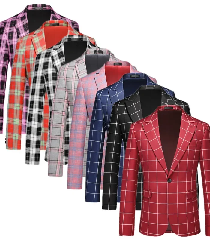 Single Breasted Plaid Suit Men's Clothing Fashion Simple Men Business Social Wedding Party Tuxedo Dress Blazers Jacket