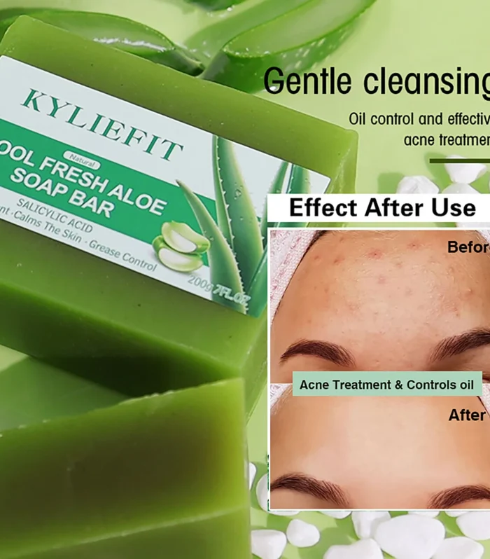 Aloe Brightening Soap Bar, Reduce Dark Spots, Sun Spots, Acne, Oil Control, Clean Stains, Exfoliation, For Face and Body