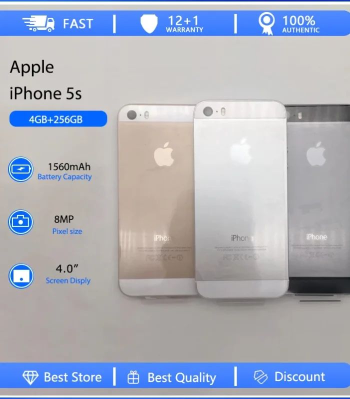 Apple iPhone 5s Mobile Cell Phone Original Used Unlocked 4.0" 16/32/64GB ROM IOS 8MP 4G Fingerprint Smartphones