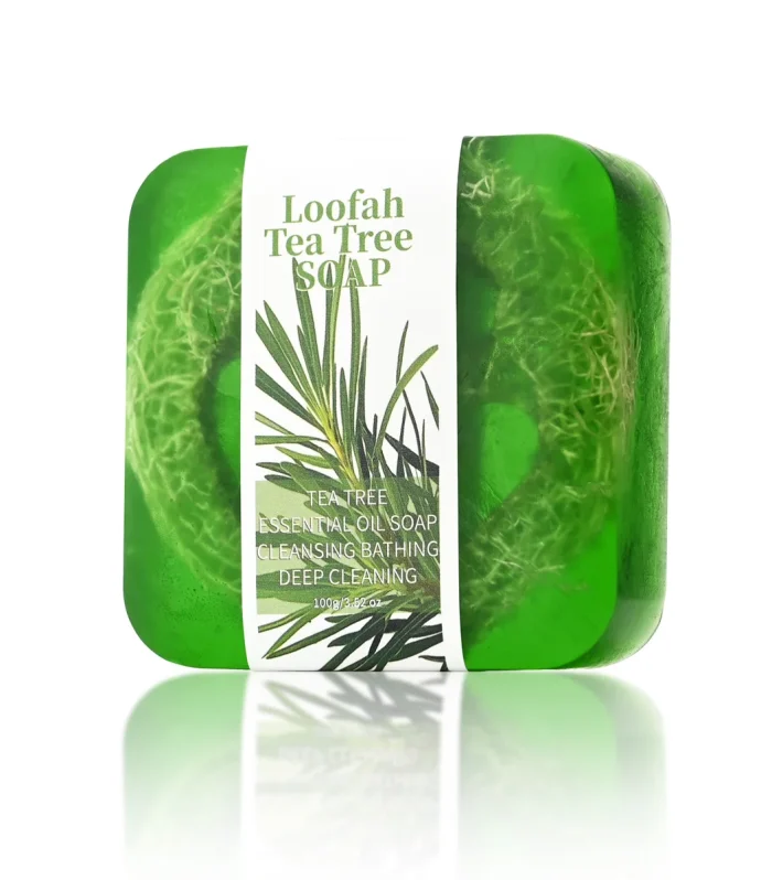 S+100g Tea Tree Loofah Soap Adult Glycerol Herbal Natural Silk Melon Moisturizing Whitening Facial Cleanser Body Bath Cleaning S
