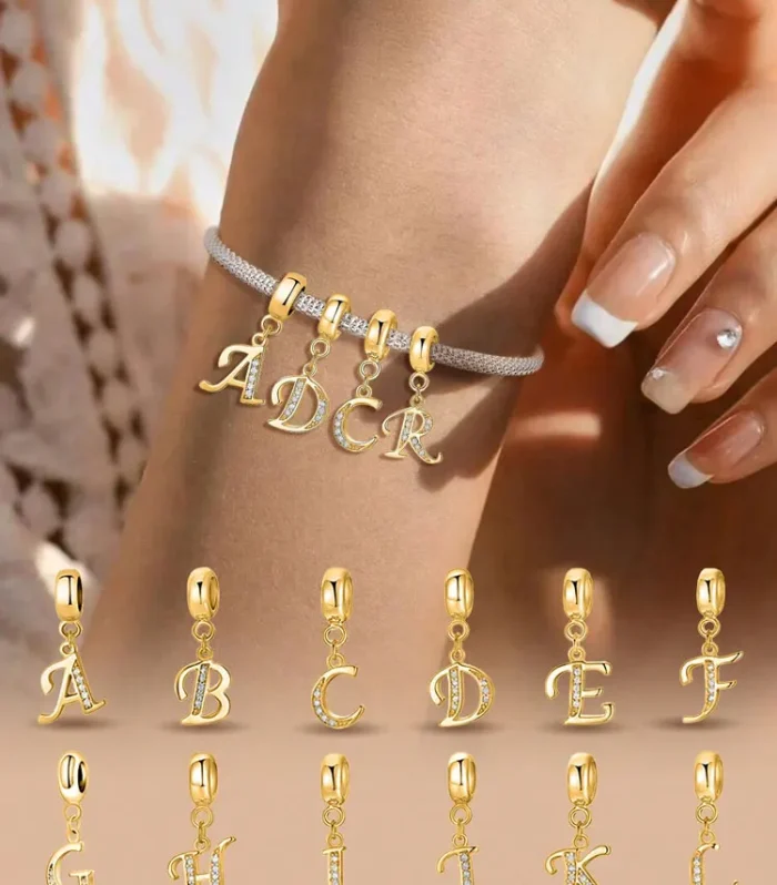 925 Sterling Silver Fashionable 26 letters of Charm Bead for Women Fit Bracelets DIY Making Anniversary Gift Fine Ladies Jewelry