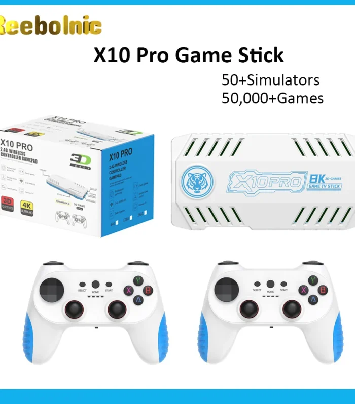 Reebolnic X10 Pro 128G 50000+Game Installed Retro Video Game Console 4K HD Output 50+Simulators Wireless Controller Boy Gifts