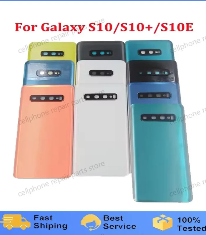 For Samsung Galaxy S10 G973 S10 Plus S10+ G975 S10e G970 Battery Glass Back Cover Housing Rear Door Case Panel Parts+Camera Lens