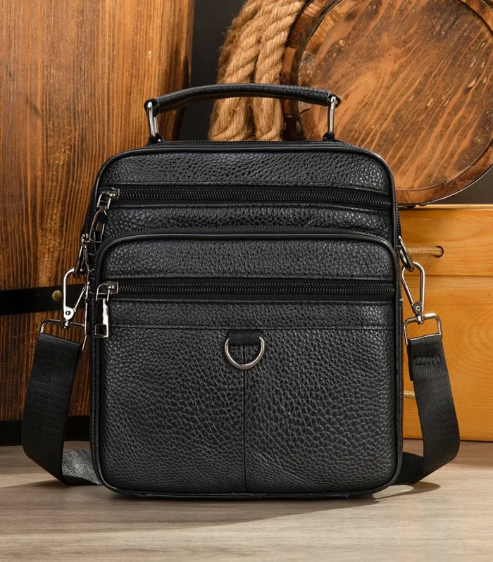 Black 100% Genuine Leather Men's Shoulder Bags Messenger Bag for Men Crossbody Bags new Small Man Designer Handbag Bolso Male