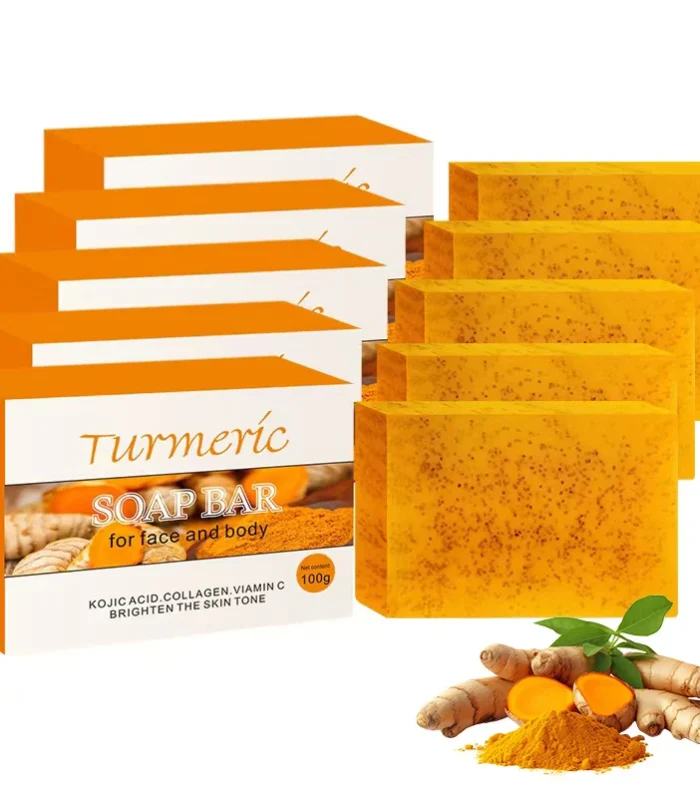 5Pcs Turmeric Soap Lemon Acids Handmade Soap Kojic acid soap Natural Skincare Bar for Moisturizing And Exfoliating Body And Face
