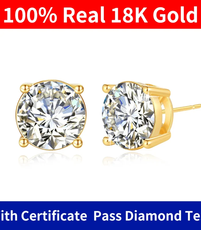 Szjinao 2025 Trending Earrings Moissanite Gold 18k Real Original With Certificate Wedding Luxury Jewelry For Women Wholesale Hot