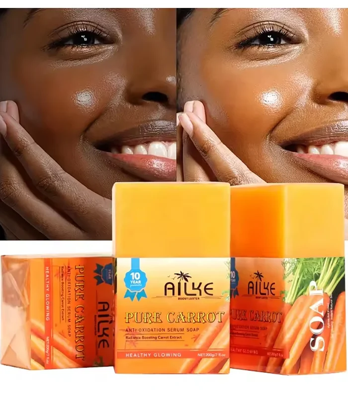 AILKE Pure Natural Carrot Anti-Oxidation Serum Soap, Whitening Soap Bar for All Skin Types, Cleaning Stains, With Vitamin C
