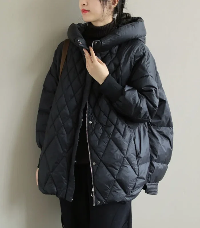 Lightweight Loose Warm Casual Down Cotton Jacket 2023 New Women Autumn Winter Loose Hooded Warm Outwear Female Parkas Overcoat