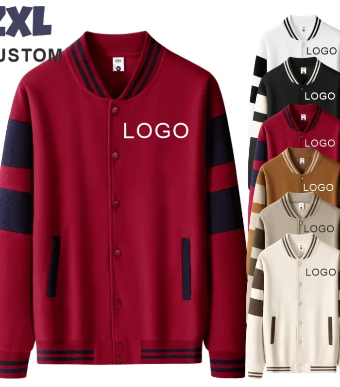 High Quality Two-Color Stripe Baseball Uniform Autumn Winter New Fashion Loose Casual Lovers Sweatshirts Single Breasted Coats