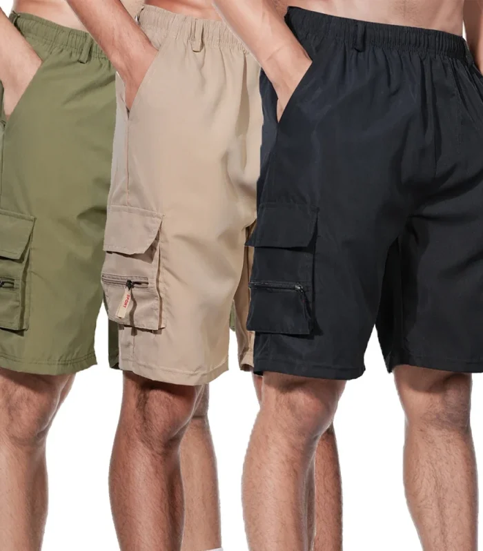 Men's Cargo Shorts Summer Oversized Pants Elastic Waist Large Size Outdoor Jogging Sweatpants Trend Multi Pockets Men Clothes