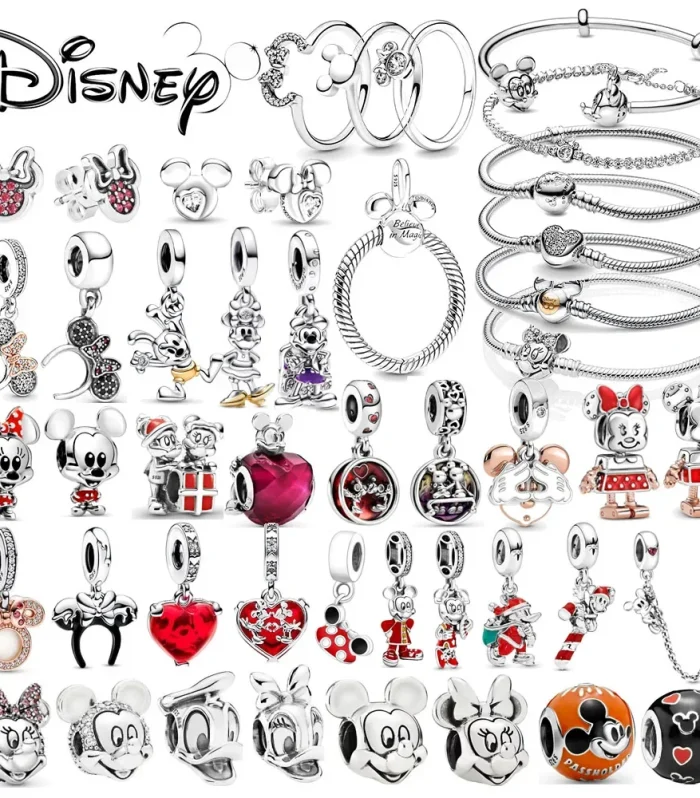 New Miniso Disney Mickey&Minni Marie Cat Stitch Beads Charms Fit Original European Silver Bracelet DIY Jewelry Gifts