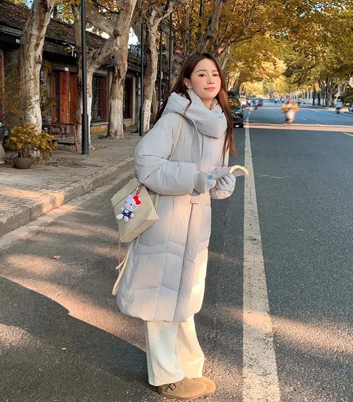 Women Long Parkas Coats Solid Jacket Hooded Drawstring Zipper Pocket Long Sleeve Loose Fit Casual Office Lady 2025 Autumn Winter