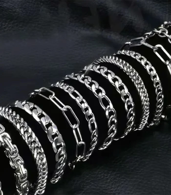 316L Stainless Steel Cuban Chain Bracelet for Men Women Figaro Vintage Metal Viking Kpop Pulseras Emo Cute Luxury Jewelry Gift