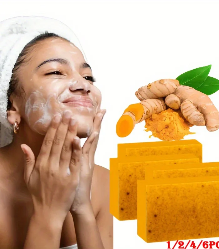 1/2/4/6Pcs Turmeric Kojic Acid Handmade Soap Scrub for Exfoliation, Moisturizing, Deep Cleansing, Spot Removal, Acne Removal