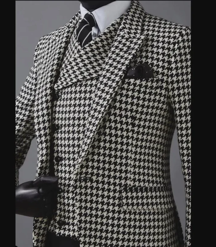 England Style Business Suit Men Single Breasted Blazers Houndstooth 3 Piece Set Groom Wear Wedding Party Tuxedos terno masculino