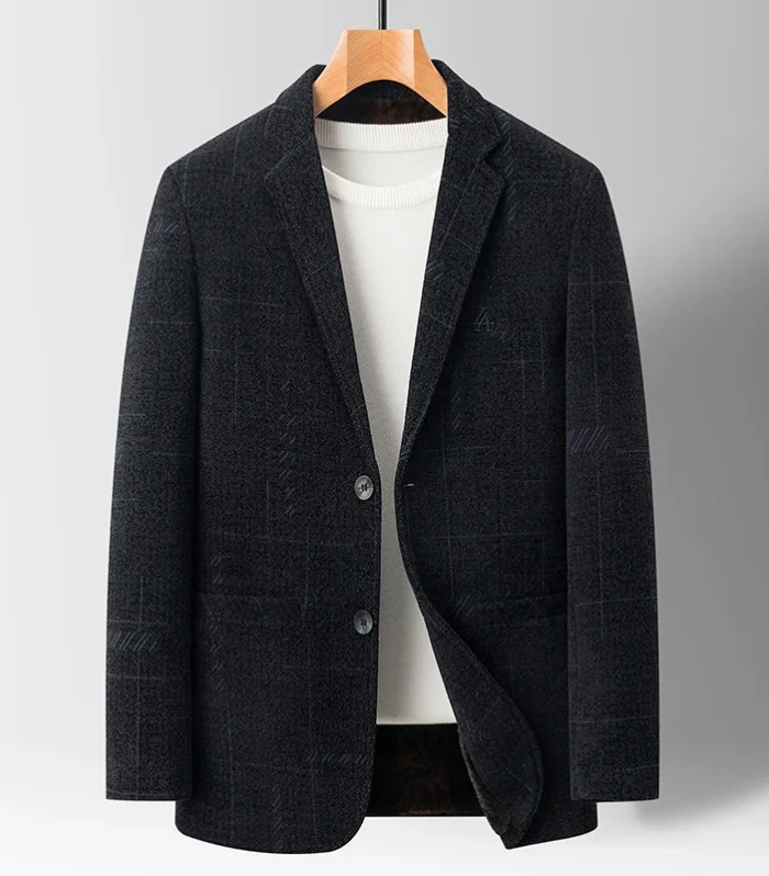 2025 Men's Casual Business Suit Coat with Fur High-Quality Fashionable Stylish Versatile Outerwear for Men