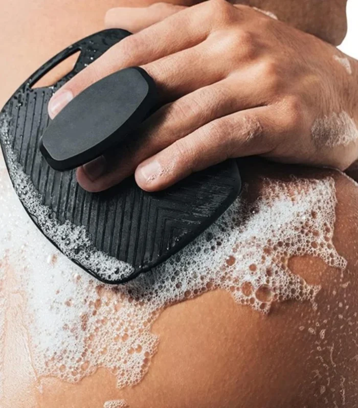 1pc Soft Silicone Exfoliating Brush Cleanser Manual Body Cleansing Scrubber Shower Gentle Massage Bath Brush For Men