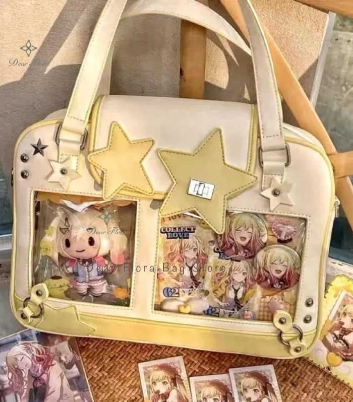 Y2K Trendy Star Ita Bag Lolita Girl Transparent Pocket Fashion Crossbody Bag Women's DIY Display Shoulder Bag Cute Purse Handbag