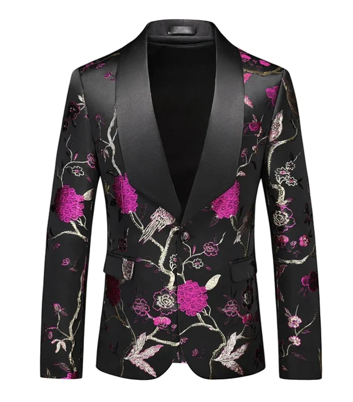 Boutique Men's Suit Fashion Urban Suit Business Casual Single-Breasted Patterned Suit Prom Host Single West, Asian Size M-6XL