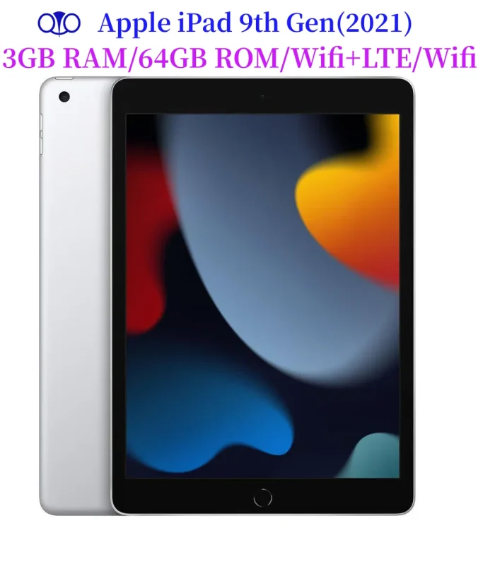 96% New Original Apple iPad 10.2（2021）Unlocked iPad 9th Gen Wifi+LTE/Wifi 64GB 10.2'' A14 Bionic Retina IPS LCD iOS 15 Tablet