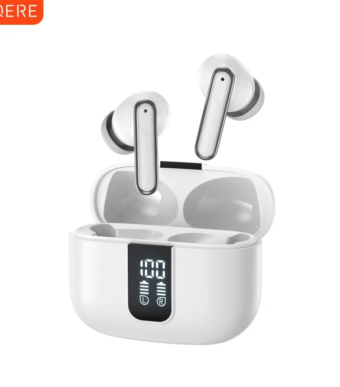 QERE E50 Wireless Headphones, TWS Bluetooth 5.3,HD Microphone,HIFI Earphones,13mm Driver,60ms Low Latency,4 Mics, ENC Call, New